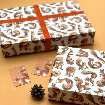 Red Squirrel Watercolour Wrapping Paper, 3 of 12