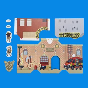 Planet Town Firestation Cardboard Playset, 2 of 5