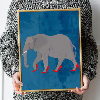 Custom Elephant Wearing Heels Personalised Art Print, 2 of 5