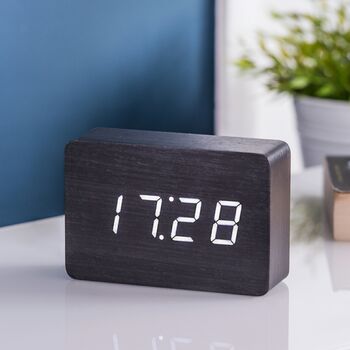 Brick Black Click Clock White LED, 2 of 7