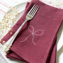 Embroidered Bow Linen Napkins, thumbnail 5 of 6