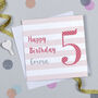 Candy Stripe 5th Birthday Card, thumbnail 5 of 7