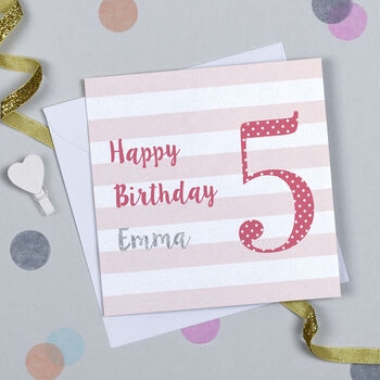 Candy Stripe 5th Birthday Card, 5 of 7