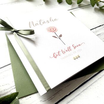 Personalised Get Well Card, Rose Design, 2 of 4