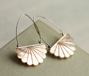 Art Deco Mother Of Pearl Hoop Earrings, 4 of 11