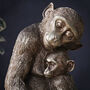Mother And Baby Monkey Statue In Gold, thumbnail 2 of 4