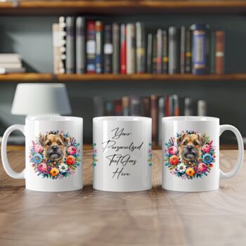 Personalised Border Collie Floral Summer Dog Wreath Gift Keepsake Mug B, 2 of 2