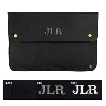 Personalised Black Leather Oslo Macbook Sleeve/Case, 5 of 8