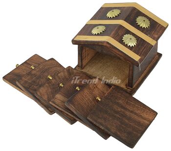Wooden Tea Coaster With Stand Hut Shape, 4 of 12