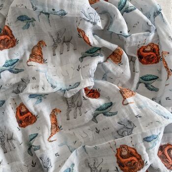 Endangered Animals Patterned Muslin Blanket / Comforter, 2 of 4
