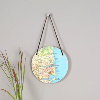 Personalised Hanging Map Location Circular Wall Art, 3 of 3