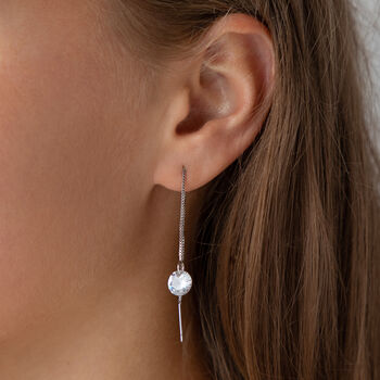 Crystal Threader Long Drop Earrings, 2 of 3