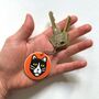 Cat Wooden Keyring. Keychain. Hand Painted, thumbnail 1 of 3
