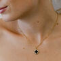 Double Sided Cz Clover Necklace In 18 K Gold Plate, thumbnail 1 of 3