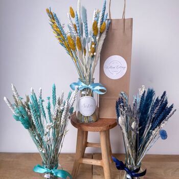 Blue Dried Flower Arrangement Vase Gift For Sister, 3 of 4