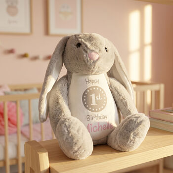 Personalised 1st Birthday Soft Bunny Toy, 3 of 4