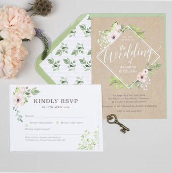 Eloise Botanical Blush Floral Wedding Invitations, 3 of 4
