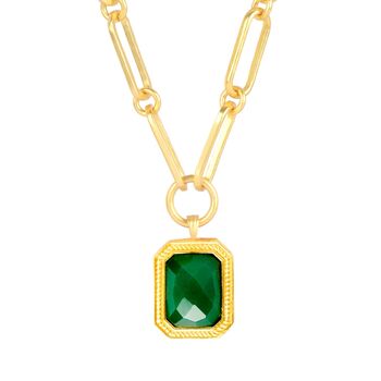 Paperclip Chain Rectangular Green Emerald Crystal, 3 of 3