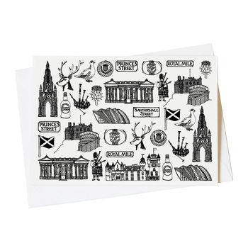 Scottish Illustrated Black And White Greeting Card, 3 of 6