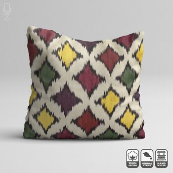 Ikat Colourful Diamond Pattern Handwoven Cushion Cover, 4 of 7