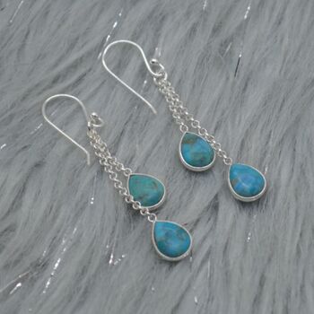Turquoise Dangle Silver/Gold Earrings, 7 of 8