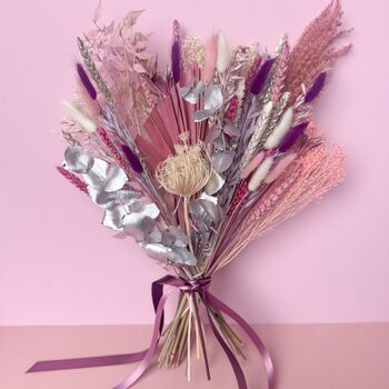 Mixed Shades Of Pink Christmas Dried Flower Arrangement, 6 of 9