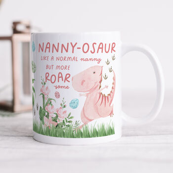 Personalised Nanny Mug 'Nannyosaur', 4 of 5