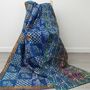 Indigo Blue Patchwork Kantha Quilt Single Bed, thumbnail 9 of 9