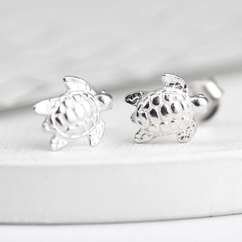 Sterling Silver Tiny Turtle Stud Earrings, 2 of 6