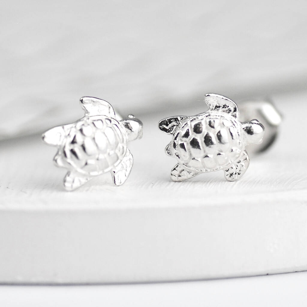 Sterling Silver Tiny Turtle Stud Earrings By Penelopetom