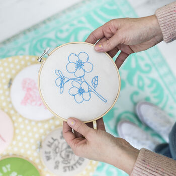 Forget Me Not Embroidery Hoop Kit By Cotton Clara | notonthehighstreet.com