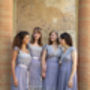 Bespoke Lace Bridesmaid Dresses In Periwinkle Blue, thumbnail 2 of 6
