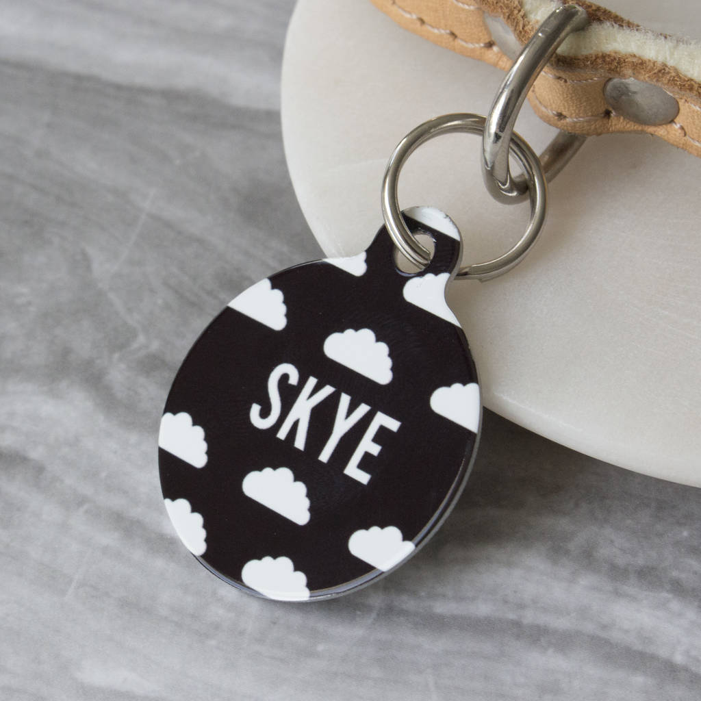 Personalised Clouds Pet Tag Bauble Shaped, 1 of 5