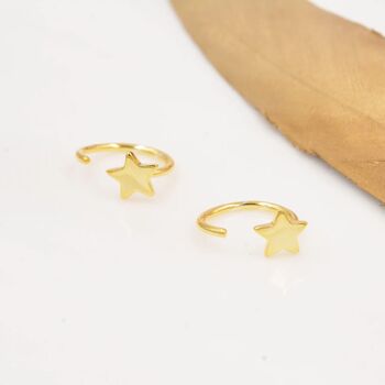 Tiny Star Huggie Hoop Earrings In Sterling Silver, 7 of 12