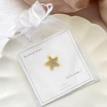 Gold Star Smiley Face Enamel Pin And Card | Well Done Child Gift | Exam Results Reward, 4 of 10