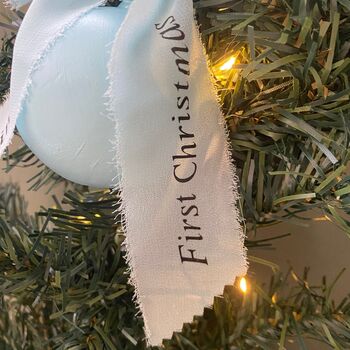 Personalised First Christmas Tree Bauble With Personalised Bow, 4 of 6