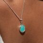 Eye Am Protected Turquoise Enamel Coin Necklace, thumbnail 3 of 12