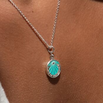 Eye Am Protected Turquoise Enamel Coin Necklace, 3 of 12