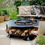 Fire Pit With Grill: Flat Ring Of Logs With BBQ Rack, thumbnail 1 of 10