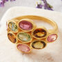 Multistone Tourmaline Silver Gold Plated Wrap Ring, thumbnail 1 of 9