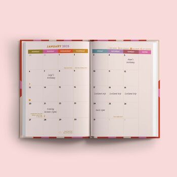 2025 Diary | A5 Hardcover Week To View | Pink And Red, 2 of 8
