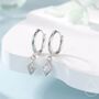 Very Tiny Rhombus Clear Cz Huggie Hoop In Sterling Silver, thumbnail 1 of 12