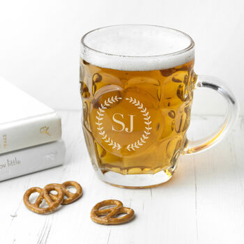 Monogrammed Wreath Dimpled Beer Glass, 4 of 6