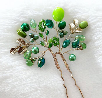 Emerald Bloom Hair Pin, 4 of 7