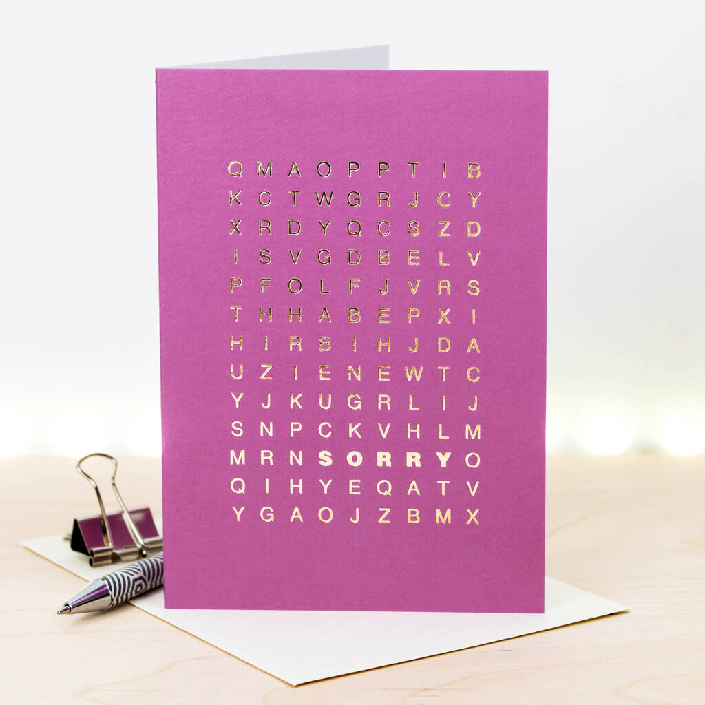 Sorry Wordsearch Card, 1 of 4