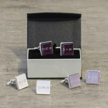 Personalised Initials And Date Wedding Cufflinks, 3 of 4