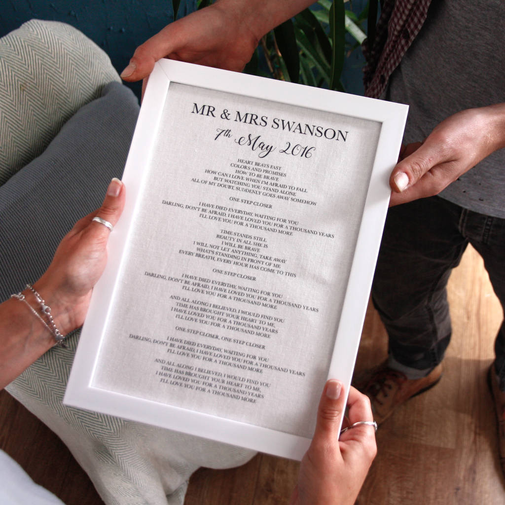 Cotton Anniversary Lyrics Vows Print By No Ordinary Gift Notonthehighstreet Com