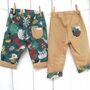 Reversible Baby Kids Cotton Jungle Sloth Trousers, thumbnail 5 of 11