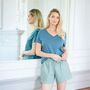 Women's 'Moss' Herringbone Brushed Cotton Sleep Shorts, thumbnail 2 of 4