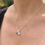 September Birthstone Sapphire Silver Charm Necklace, thumbnail 6 of 12